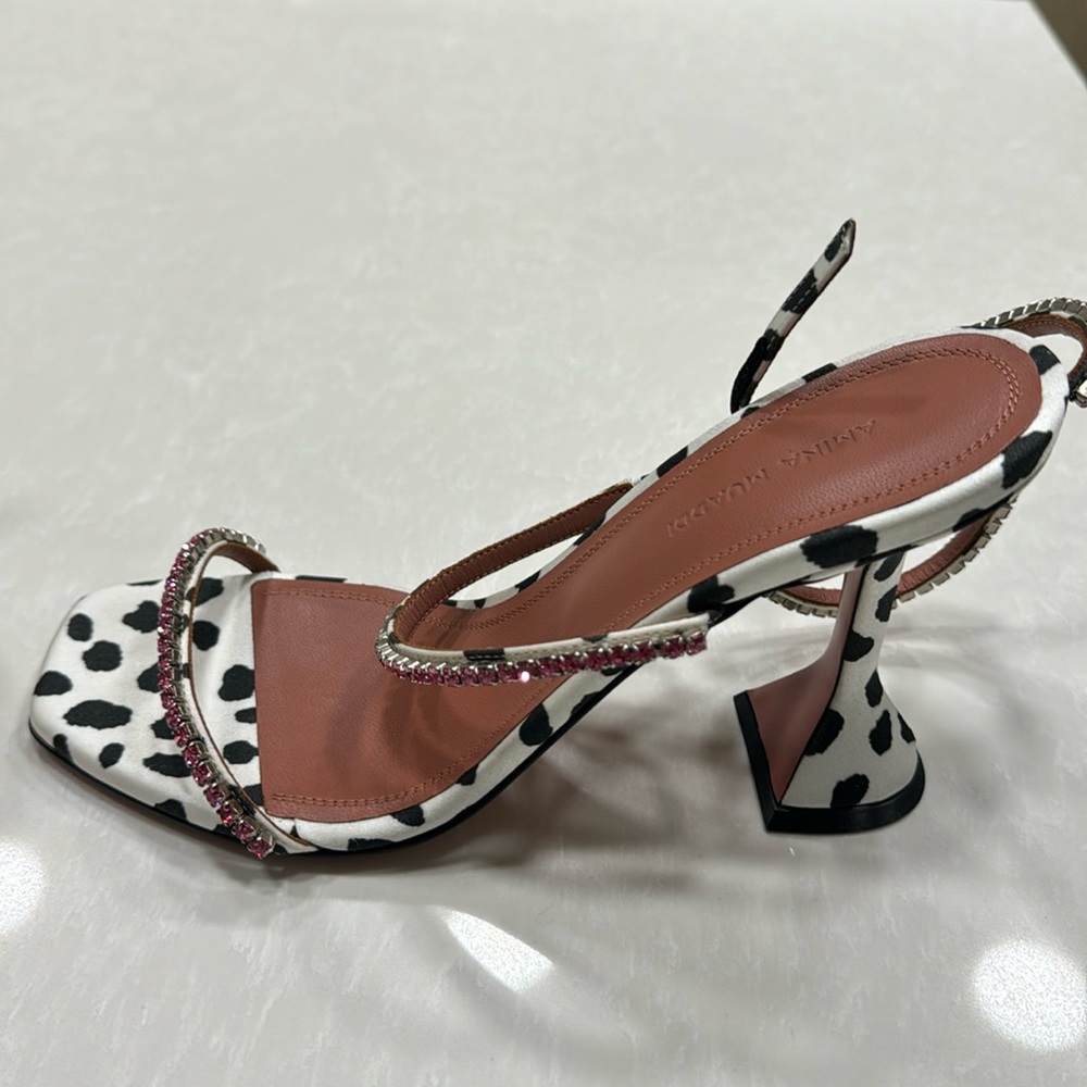 AMINA MUADDI Gilda Crystal-Embellished Satin Sandals - Picture 3 of 13